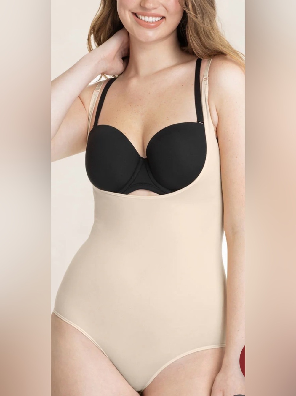Shapermint Essentials NWT Open Bust Bodysuit Shaper Panty, Chai, Size XL